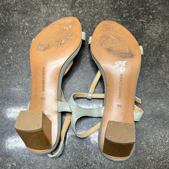 Badgley Mischka Wood Crystal Ankle T Strap Open Toe Heel Size 9 Strappy 90s Y2K - Picture 8 of 9
